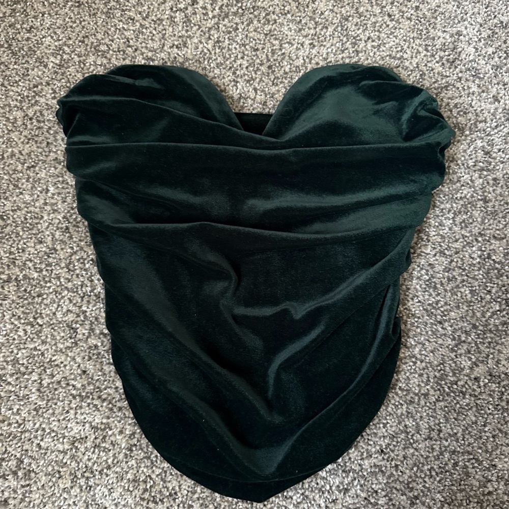 Express Deep Green Velvet Crop Top